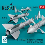   ResKit Models R-27ER (AA-10 Alamo-C) missiles (4 pcs) (MiG-29, Su-27, Yak-141) (3D Printed) 1:48 (RS48-0581)