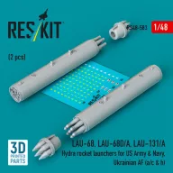   ResKit Models LAU-68, LAU-68D/A, LAU-131/A Hydra rocket launchers for US Army & Navy, Ukrainian AF (a/c & h) (2pcs) (3D Printed) 1:48 (RS48-0583)