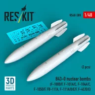   ResKit Models B43-0 nuclear bombs (2 pcs) (F-100D/F, F-101A/C, F-104A/C, F-105D/F, FB-111A, F-111A/D/E/F, F-4C/D/E) (3D Printed) 1:48 (RS48-0588)
