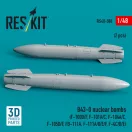 ResKit Models B43-0 nuclear bombs (2 pcs) (F-100D/F, F-101A/C, F-104A/C, F-105D/F, FB-111A, F-111A/D/E/F, F-4C/D/E) (3D Printed) 1:48 (RS48-0588)