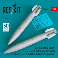   ResKit Models B43-1 nuclear bombs (2 pcs) (A-4, A-6A/E, A-7C/E, B-47B/E, B-58A, F-100D/F, F-104A/C, F-105D/F, F-111A/D/E/F, F-4C/D/E ) (3D Printed) 1:48 (RS48-0589)