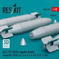  ResKit Models BLU-1B (750 lb) napalm bombs finned MXU-393/B (4 pcs) (A-1, A-4, A-7, A-26K, B-57, F-100) (3D Printed) 1:48 (RS48-0597)