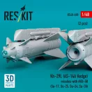 ResKit Models Kh-29L (AS-14A Kedge) missiles with AKU-58 (2 pcs) (Su-17, Su-25, Su-24, Su-30) (3D Printed) 1:48 (RS48-0600)