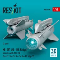   ResKit Models Kh-29T (AS-14B Kedge) missiles with AKU-58 (2 pcs) (Su-17, Su-25, Su-24, Su-30, Mig-27) (3D Printed) 1:48 (RS48-0601)