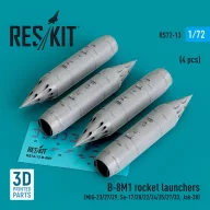   ResKit Models B-8M1 rocket launchers (4 pcs) (MiG-23/27/29, Su-17/20/22/24/25/27/33, Jak-38) (3D Printed) 1:72 (RS72-0013)