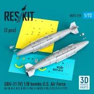  ResKit Models GBU-31 (V) 1/B bombs U.S. Air Force (2 pcs) (A-10, B-1, B-2, B-52, F-15E, F-16C/D, F-35, F-22, P-3, F-117) (3D Printed) 1:72 (RS72-0119)