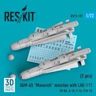   ResKit Models AGM-65 Maverick missiles with LAU-117 (2 pcs) (AV-8B, A-10, F-16, F/A-18) (3D Printed) 1:72 (RS72-0192)