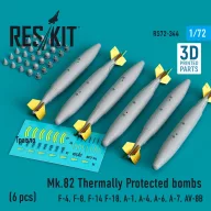   ResKit Models Mk.82 thermally protected bombs (6 pcs) (F-4, F-8, F-14 F-18, A-1, A-4, A-6, A-7, AV-8B) (3D Printed) 1:72 (RS72-0344)