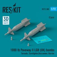   ResKit Models 1000 lb Paveway II LGB (UK) bombs (2 pcs) (Tornado, Eurofighter,Buccaneer, Harrier) (3D Printed) 1:72 (RS72-0380)