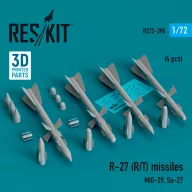   ResKit Models R-27 (R/T) missiles (4 pcs) (MiG-29, Su-27) (3D Printed) 1:72 (RS72-0398)