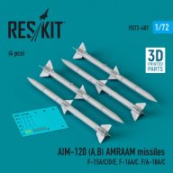  ResKit Models AIM-120 (A,B) AMRAAM missiles (4 pcs) (F-15A/C/D/E, F-16A/C, F/A-18A/C) (3D Printed) 1:72 (RS72-0407)