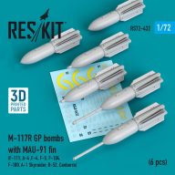   ResKit Models M-117R GP bombs with MAU-91 fin (6 pcs) (F-105, F-111, A-4 ,F-4, F-5, F-104, F-100, A-1 Skyraider, B-52, Canberra) (3D Printed) 1:72 (RS72-0432)