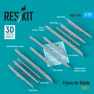   ResKit Models Pylons for Rafale type 1 (3D Printed) 1:72 (RS72-0436)