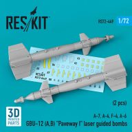   ResKit Models GBU-12 (A,B) Paveway I laser guided bombs (2 pcs) (A-7, A-4, F-4, A-6) (3D Printed) 1:72 (RS72-0449)