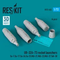   ResKit Models UB-32A-73 rocket launchers (4 pcs) (Su-7, Su-17, Su-24, Su-25, MiG-21, MiG-23, MiG-27, YaK-38) (3D Printed) 1:72 (RS72-0452)