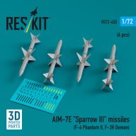   ResKit Models AIM-7E Sparrow III missiles (4 pcs) (F-4 Phantom II, F-3H Demon) (3D Printed) 1:72 (RS72-0455)