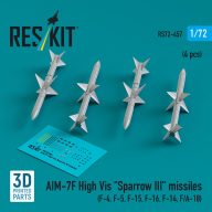   ResKit Models AIM-7F High Vis Sparrow III missiles (4 pcs) (F-4, F-5, F-15, F-16, F-14, F/A-18) (3D Printed) 1:72 (RS72-0457)