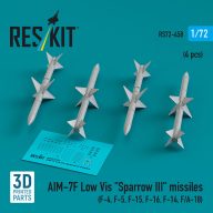   ResKit Models AIM-7F Low Vis Sparrow III missiles (4 pcs) (F-4, F-5, F-15, F-16, F-14, F/A-18) (3D Printed) 1:72 (RS72-0458)