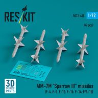   ResKit Models AIM-7M Sparrow III missiles (4 pcs) (F-4, F-5, F-15, F-16, F-14, F/A-18) (3D Printed) 1:72 (RS72-0459)