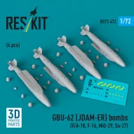   ResKit Models GBU-62 (JDAM-ER) bombs (4 pcs) (F/A-18, F-16, MiG-29, Su-27) (3D Printed) 1:72 (RS72-0472)
