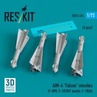   ResKit Models AIM-4 Falcon missiles (4 pcs) (F-89H, F-101B/F (early), F-102A) (3D Printed) 1:72 (RS72-0474)