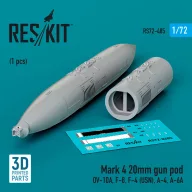   ResKit Models Mark 4 20mm gun pod (1 pcs) (OV-10A, F-8, F-4 (USN), A-4, A-6A) (3D Printed) 1:72 (RS72-0485)