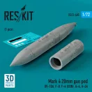 ResKit Models Mark 4 20mm gun pod (1 pcs) (OV-10A, F-8, F-4 (USN), A-4, A-6A) (3D Printed) 1:72 (RS72-0485)