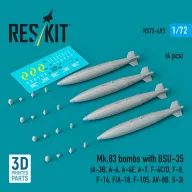   ResKit Models Mk.83 bombs with BSU-35 (4 pcs) (A-3B, A-4, A-6E, A-7, F-4C/D, F-8, F-14, F/A-18, F-105, AV-8B, S-3) (3D printed) 1:72 (RS72-0493)