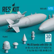   ResKit Models Mk.83 bombs with BSU-35 (4 pcs) (A-3B, A-4, A-6E, A-7, F-4C/D, F-8, F-14, F/A-18, F-105, AV-8B, S-3) (3D printed) 1:72 (RS72-0493)
