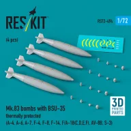   ResKit Models Mk.83 bombs with BSU-35 thermally protected (4 pcs) (A-4, A-6, A-7, F-4, F-8, F-14, F/A-18(C,D,E,F), AV-8B, S-3) (3D printed) 1:72 (RS72-0494)