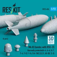   ResKit Models Mk.83 bombs with BSU-35 thermally protected (4 pcs) (A-4, A-6, A-7, F-4, F-8, F-14, F/A-18(C,D,E,F), AV-8B, S-3) (3D printed) 1:72 (RS72-0494)