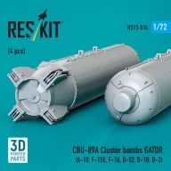   ResKit Models CBU-89A cluster bombs GATOR (4 pcs) (A-10, F-15E, F-16, B-52, B-1B, B-2) (3D Printed) 1:72 (RS72-0514)