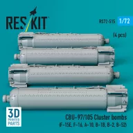   ResKit Models CBU-97/105 cluster bombs (4 pcs) (F-15E, F-16, A-10, B-1B, B-2, B-52) (3D Printed) 1:72 (RS72-0515)