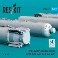   ResKit Models CBU-97/105 cluster bombs (4 pcs) (F-15E, F-16, A-10, B-1B, B-2, B-52) (3D Printed) 1:72 (RS72-0515)