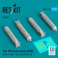   ResKit Models CBU-89B cluster bombs GATOR (4 pcs) (A-10, F-15E, F-16, B-52, B-1B, B-2) (3D Printed) 1:72 (RS72-0523)