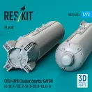 ResKit Models CBU-89B cluster bombs GATOR (4 pcs) (A-10, F-15E, F-16, B-52, B-1B, B-2) (3D Printed) 1:72 (RS72-0523)