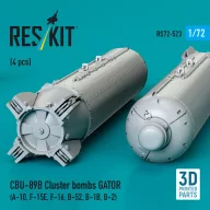   ResKit Models CBU-89B cluster bombs GATOR (4 pcs) (A-10, F-15E, F-16, B-52, B-1B, B-2) (3D Printed) 1:72 (RS72-0523)