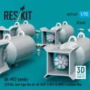 ResKit Models AN-M57 bombs (250 lbs, box-type fin) for all USAF & RAF of WW2 & Korean War (8 pcs) (3D Printed) 1:72 (RS72-0537)