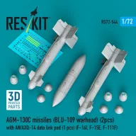   ResKit Models AGM-130C missiles (BLU-109 warhead) (2 pcs) with AN/AXQ-14 data link pod (1 pcs) (F-16I, F-15E, F-111F) (3D Printed) 1:72 (RS72-0544)