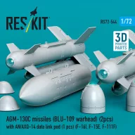   ResKit Models AGM-130C missiles (BLU-109 warhead) (2 pcs) with AN/AXQ-14 data link pod (1 pcs) (F-16I, F-15E, F-111F) (3D Printed) 1:72 (RS72-0544)