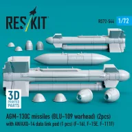   ResKit Models AGM-130C missiles (BLU-109 warhead) (2 pcs) with AN/AXQ-14 data link pod (1 pcs) (F-16I, F-15E, F-111F) (3D Printed) 1:72 (RS72-0544)