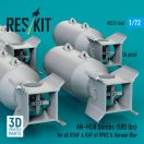 ResKit Models AN-M58 bombs (500 lbs) for all USAF & RAF of WW2 & Korean War (6 pcs) (3D Printed) 1:72 (RS72-0546)