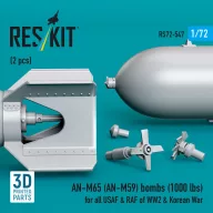   ResKit Models AN-M65 (AN-M59) bombs (1000 lbs) for all USAF & RAF of WW2 & Korean War (2 pcs) (3D Printed) 1:72 (RS72-0547)