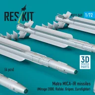   ResKit Models Matra MICA-IR missiles (4 pcs) (Mirage 2000, Rafale, Gripen, Eurofighter) (3D Printed) 1:72 (RS72-0549)