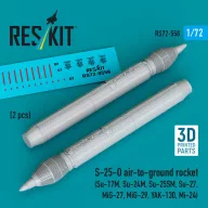   ResKit Models S-25-O air-to-ground rocket (2 pcs) (Su-17M, Su-24M, Su-25SM, Su-27, MiG-27, MiG-29, YAK-130, Mi-24) (3D Printed) 1:72 (RS72-0558)