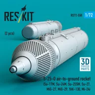   ResKit Models S-25-O air-to-ground rocket (2 pcs) (Su-17M, Su-24M, Su-25SM, Su-27, MiG-27, MiG-29, YAK-130, Mi-24) (3D Printed) 1:72 (RS72-0558)