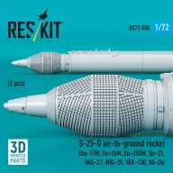   ResKit Models S-25-O air-to-ground rocket (2 pcs) (Su-17M, Su-24M, Su-25SM, Su-27, MiG-27, MiG-29, YAK-130, Mi-24) (3D Printed) 1:72 (RS72-0558)