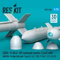   ResKit Models EGBU-15 (BLU-109 warhead) bombs (2 pcs) with AN/AXQ-14 data link pod (1 pcs) (F-4, F-15E, F-16I, F-111, B-52) (3D Printed) 1:72 (RS72-0564)