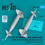   ResKit Models GBU-10 Paveway I laser guided bombs with BSU-37/B fin and BSU-3A/B wing (slow speed) (2 pcs) (F-4D/E, F-111, A-6A, A-7E) (3D Printed) 1:72 (RS72-0575)