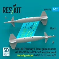   ResKit Models GBU-10 Paveway I laser guided bombs with BSU-37/B fin and BSU-3A/B wing (slow speed) thermally protected (2 pcs) (F-4D/E, F-111, A-6A, A-7E) (3D Printed) 1:72 (RS72-0576)